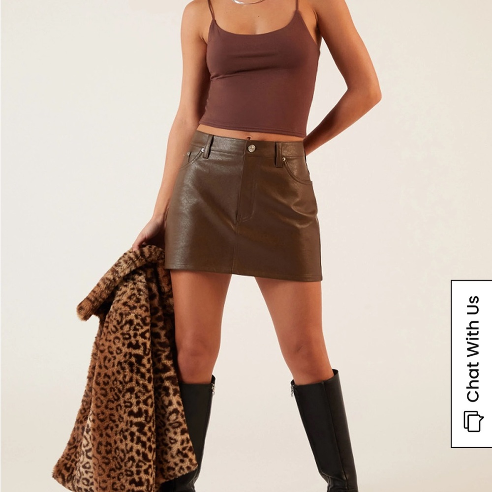 Pacsun Faux Leather Mini Skirt Dark Brown XS